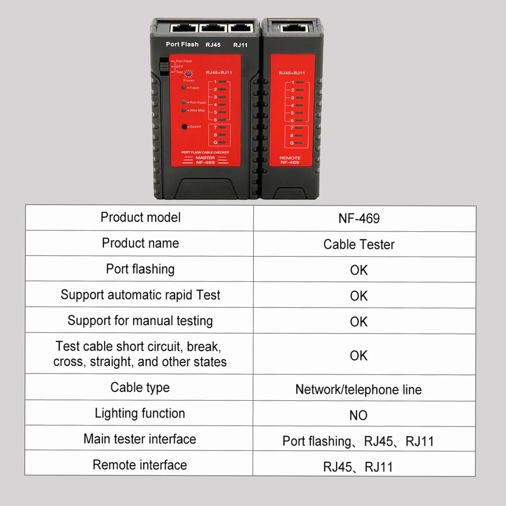 NF-469 тестер сетевого кабеля RJ45 RJ11 тестер для кабеля Ethernet LAN стационарный телефонный провод инструмент тестирования