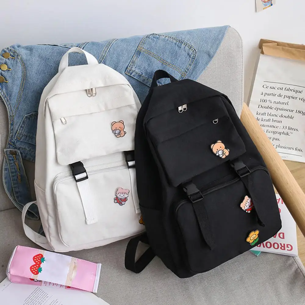 Canvas Women Backpack Shoulder Bag Daily Schoolbag Teenage Girl Travel Bag MultipleUse Cute Cartoon Large Capacity School Bag