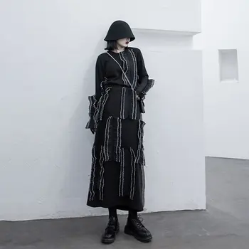 

Spring Personality 2 Piece Set Women Pleated Lace Two Piece Set Irregular Stitching Tops Fashion Skirt Streetwear GCC3133