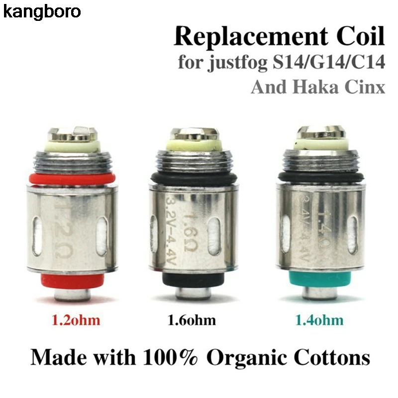 Núcleo de la cabeza de la bobina, repuesto de 1,2/1,4/1,6 ohm, adecuado para Justfog C14 S14 Q14 Q16 Pro P16A P14A Haka Cinx, Kit atomizador de vapeo