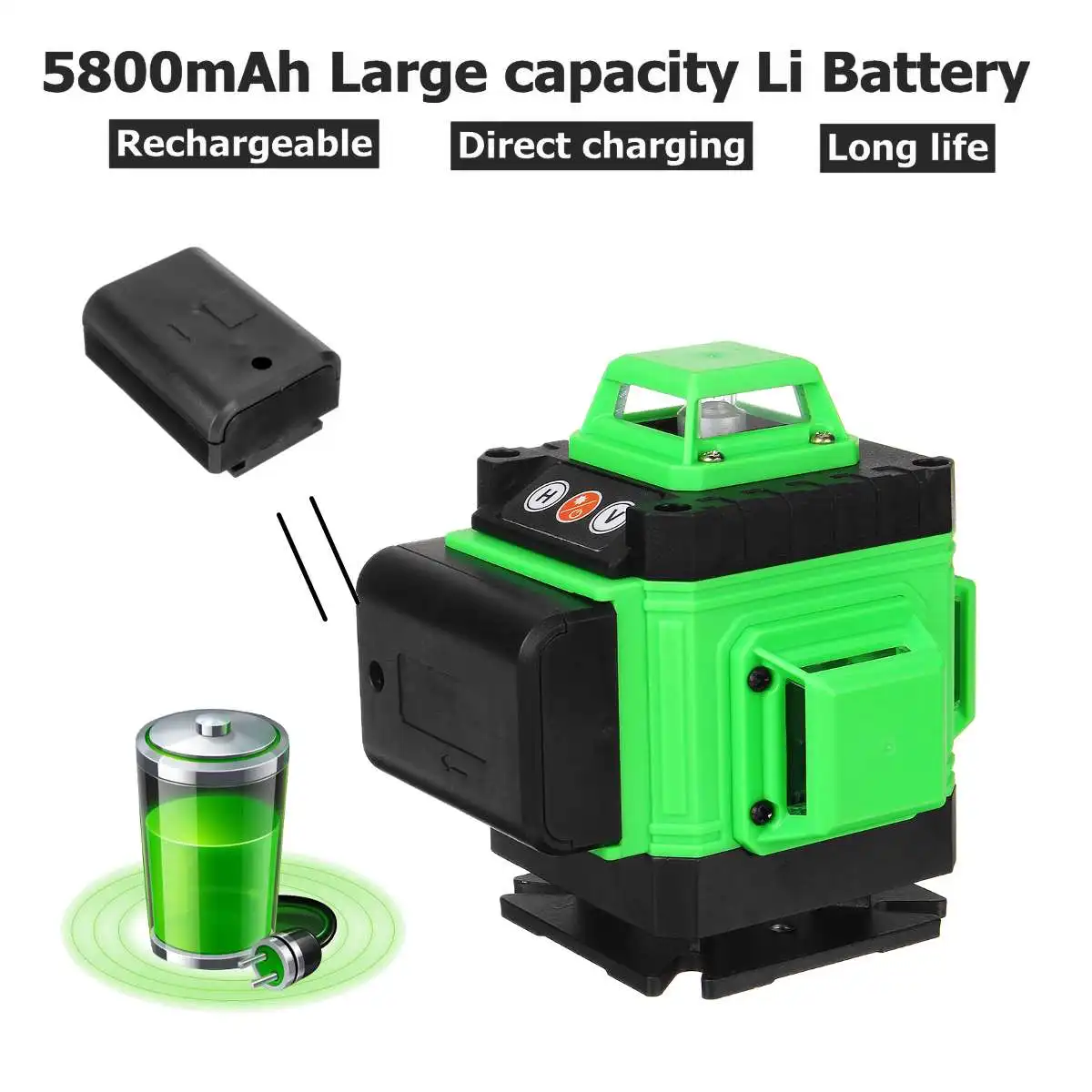 Laser Level 3D 16 Lines Adjustable 360 Self Leveling Horizontal Vertical Cross Green Laser Waterpro