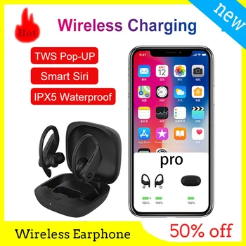

PB Super Copy Clone Pro Wireless Earphone pop-up Bluetooth 5.0 Sports Ear Hook Earbuds TWS Waterproof Wireless Charging Function