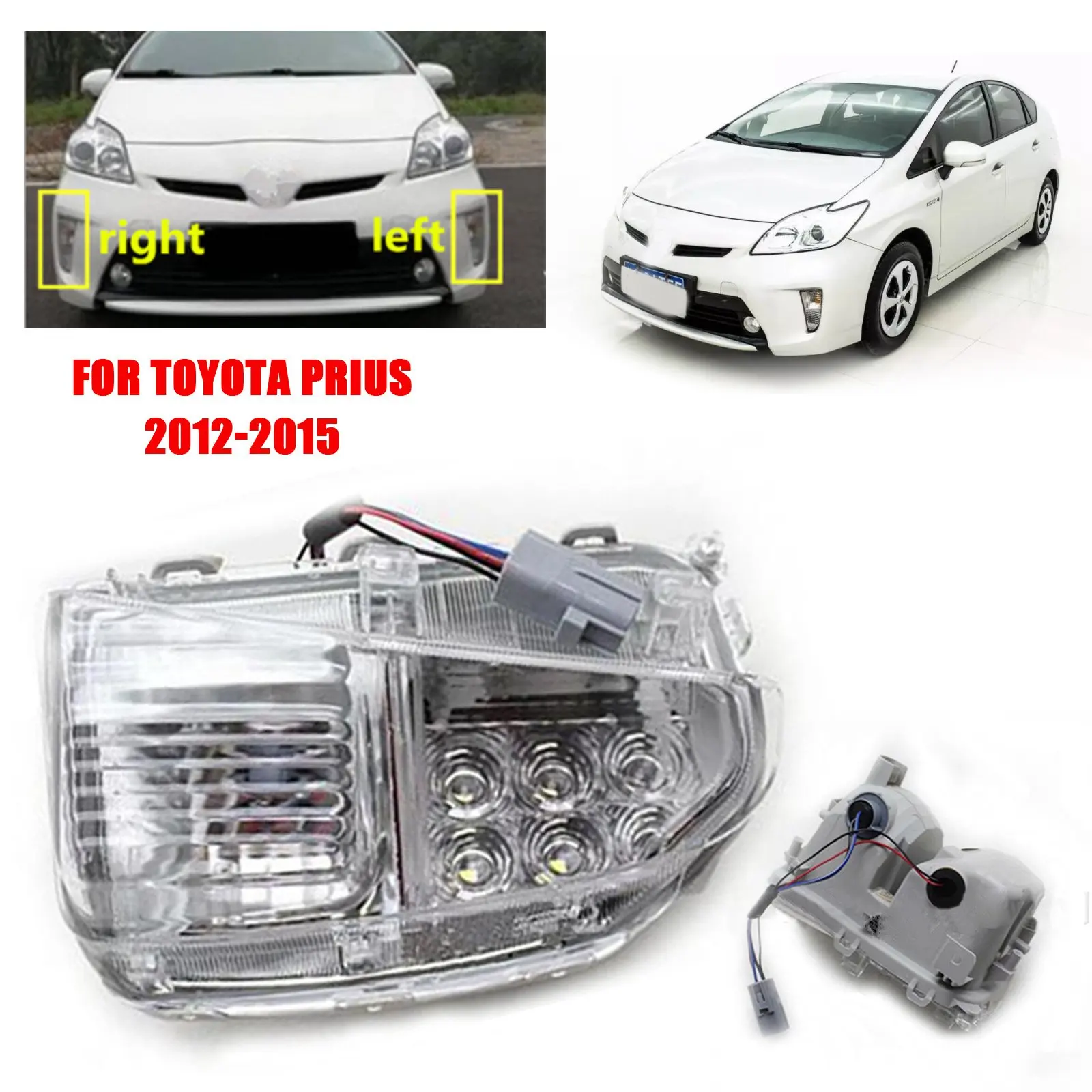 

Car LED Front Bumper Fog Lights DRL Fog Light Daytime Lamp Driving Light Day Light for Toyota Prius 2012-2015