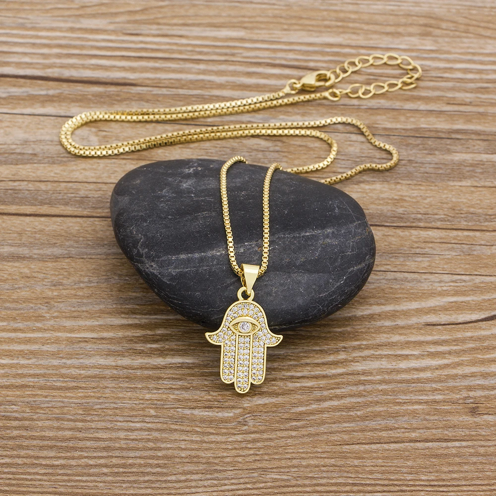 Aibef turco cristal mau olhado mão palma hamsa pingente colar para mulheres  cor de ouro jóias link correntes charme gargantilha presente da menina -  AliExpress, image size:1000x1000