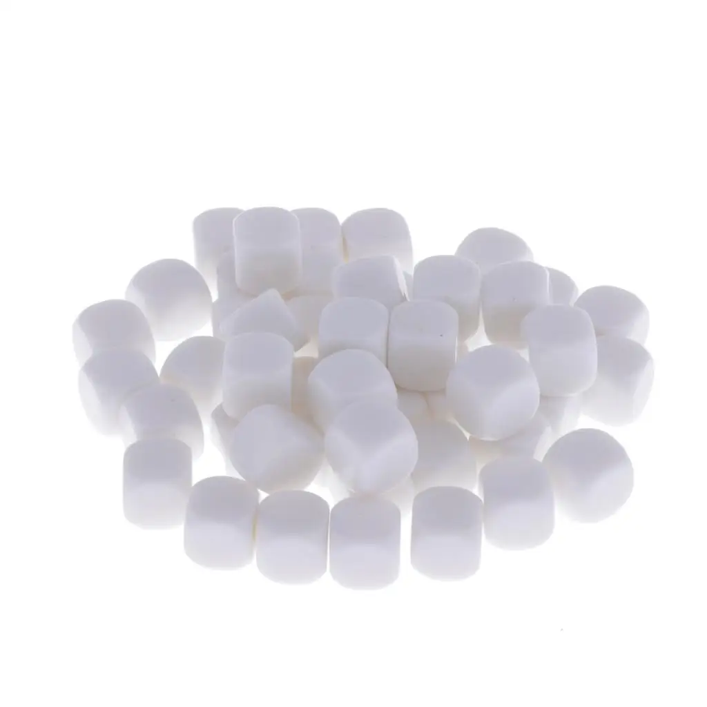 50Pcs 12mm Round Edge Blank 6 Sided Dices D6 White DIY Blank Dices D&D RPG Table Games Board Games Party Gaming Playing Dice 