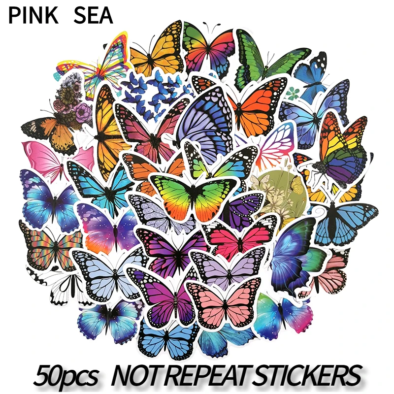 10/30/50pcs Insect Butterfly Colourful Cartoon Children Stickers Laptop Motorcycle Skateboard Luggage Decal Children Toy Sticker
