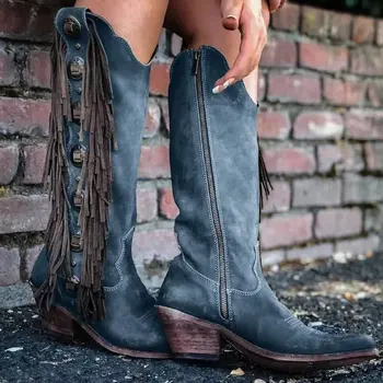 

19 large women's shoes pointed fringed fashion shoes 40-43 high boots