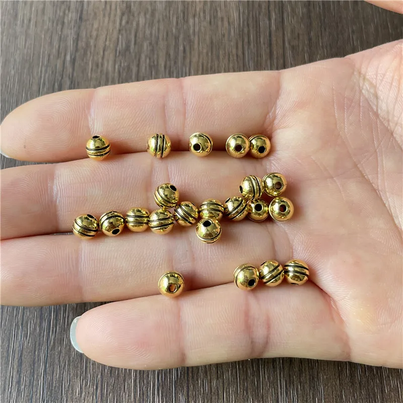 Ju Yuan 300pcs 6mm glossy double-line spacer beads DIY jewelry crafts jewelry connector metal alloy production