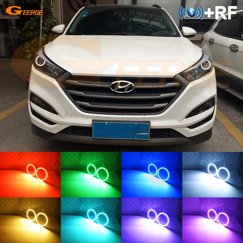 

For Hyundai Tucson TL 2015 2016 2017 2018 RF remote Bluetooth APP Multi-Color Ultra bright RGB LED Angel Eyes car Accessories