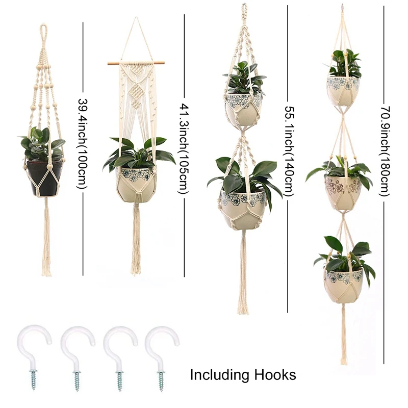 PATIMATE Vintage Macrame Plant Hanger Indoor Outdoor Hanging Basket Jute Rope New Cotton And Linen Fashion Hanging Flowerpot Net PATIMATE Vintage Macrame Plant Hanger Indoor Outdoor Hanging Basket Jute Rope New Cotton And Linen Fashion Hanging Flowerpot Net