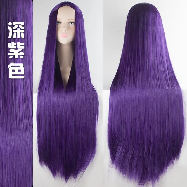 MUMUPI Cos Wig Blonde Blue Red Pink Grey Purple Hair for Party 100CM Long Straight Synthetic cosplay Wigs for Women - Color: 4/27HL