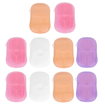 

10 Boxes Disposable Soap Flakes Portable Soap Sheet Hand Washing Soap Travel Cleaning Soap Mini Soap Paper Random Scent