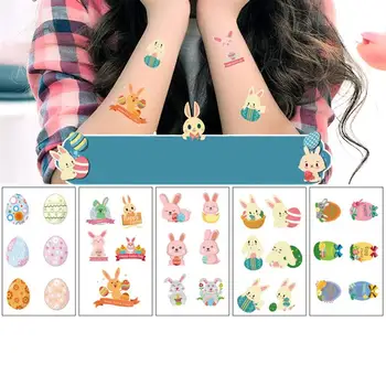 

20 Sheets Easter Tattoo Stickers Easter Body Patch Waterproof Bunny Decals Cartoon Temporary Tattoo Art For Girls Kids Children