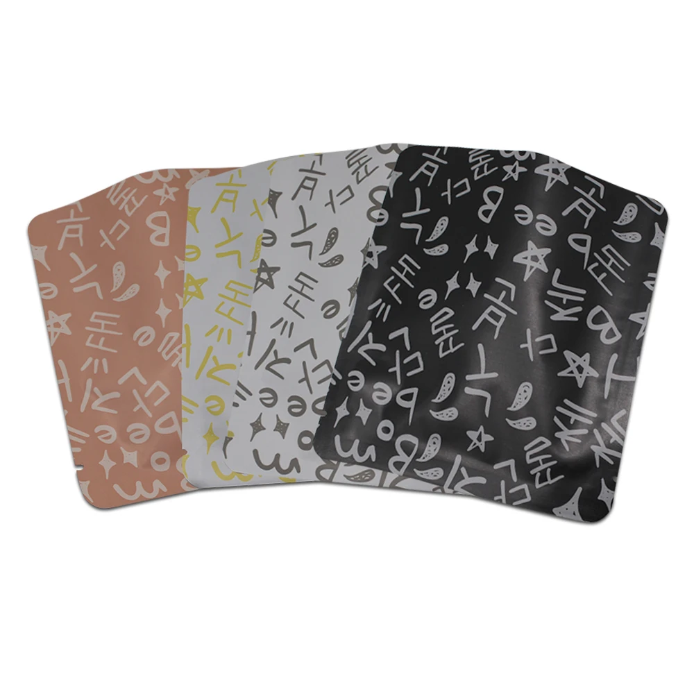 

Wholesale 12x13.5cm 100pcs/Lot Open Top Pure Aluminum Foil Bag Printed Letters Storing Food Coffee Sugar Package Metallic Pouch