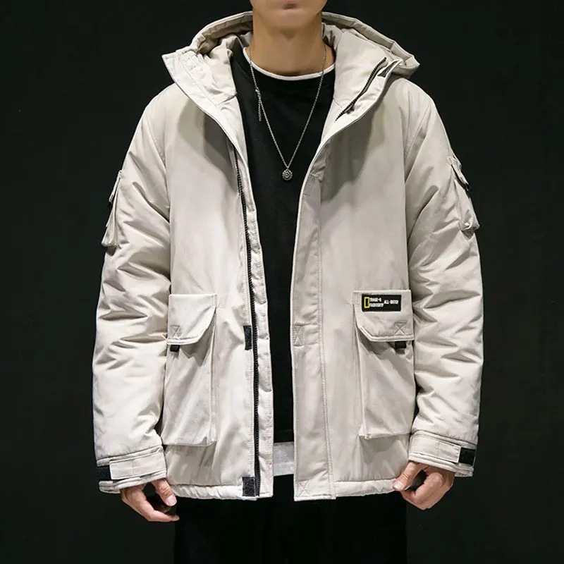 

Nice Hip Hop Parka Men Coats Winter Jacket Men Thicken Hooded Outwear Warm Coat Casual Solid Mens Coat