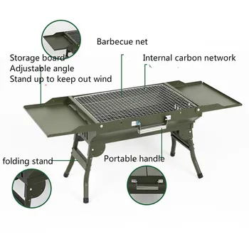 

Outdoor barbecue stove portable foldable picnic stove box type barbecue rack with accessories camping grills charcoal grill