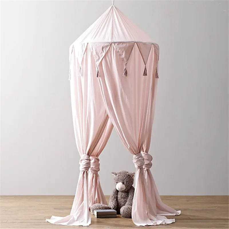 Ins creative Nordic chiffon pennant tassel four open door baby mosquito net bracket dome child tent