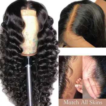 

13X6 Lace Front Human Transparent Lace Wigs Invisible Undetectable Fake Scalp 360 Lace Frontal Wig Loose Deep Wave Remy Closure