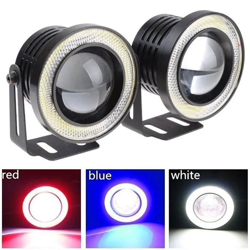 2pcs Angel Eyes Fog Light Projector LED Angel Eye Fog Lamp Durable Car 3 Inches Fog Light