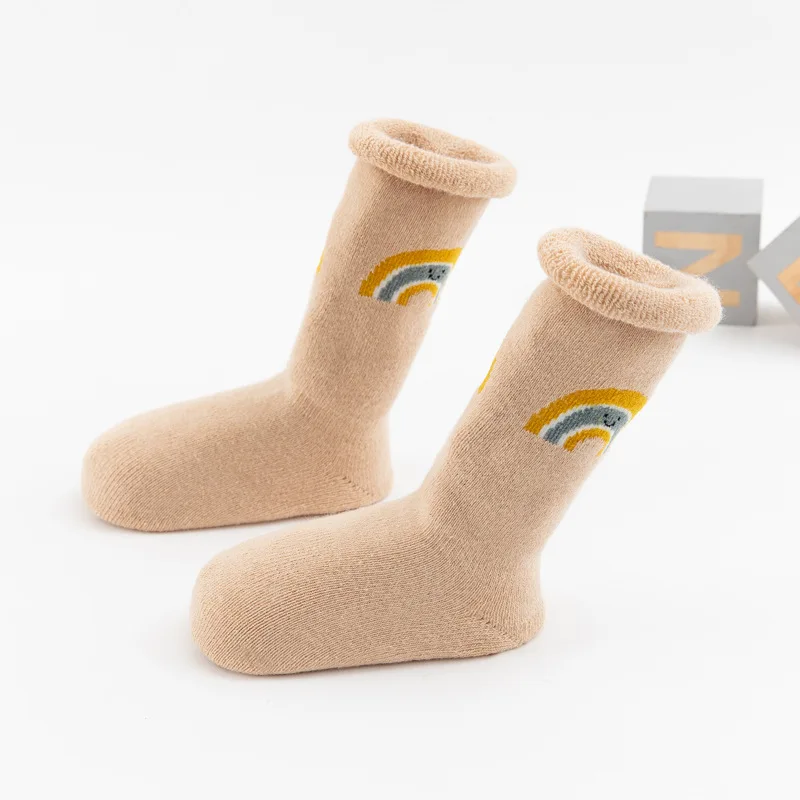 Зимние противоскользящие носки для новорожденных, плотные свободные носки с изображением робота для мальчиков и девочек, одежда для детей, аксессуары
