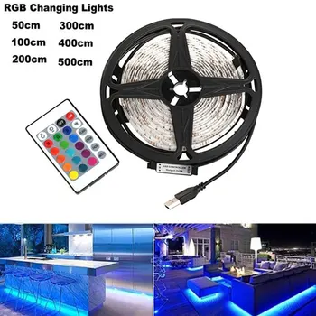 

USB 5V LED Strip Light with Remote Control Computer TV Background Lamp Indoor String Lights