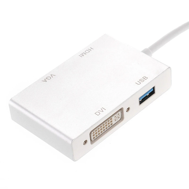 4 в 1 Тип C штекер Hdmi Vga Dvi Usb 3,0 Женский адаптер конвертер Поддержка 4 K 1080 P для Macbook Google Chromebook Pixel
