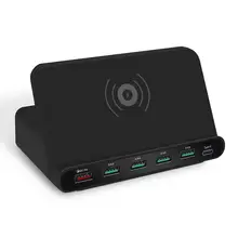 QC 3,0 USB интерфейс+ 2,0 usb порты+ USB-C/type-C Интерфейс+ 10 Вт Беспроводная зарядка многофункциональное зарядное устройство с мобильным телефоном