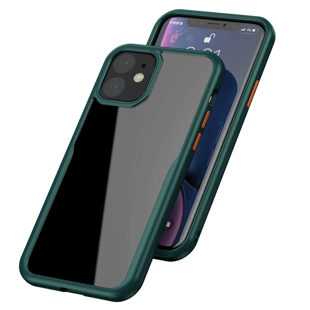 1 чехол из полиуретана для телефона, чехол для iPhone 11, 6,1 дюймов, амортизация, прозрачный защитный чехол из ТПУ, матовый, грязеотталкивающий чехол для iPhone 11 - Color: Green
