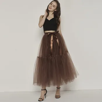 

2020 Newest Arrival Women Mesh Tulle Skirts Solid Tutu Bridesmaid Princess Skirt Umbrella Dropship Splice Skirt Gonne Donna#G30