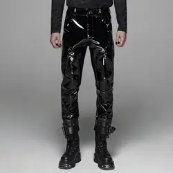 Панк рейв мужские военные окрашенные штаны яркие лаковые тонкие прямые брюки красивые модные стильные сценические мужские брюки