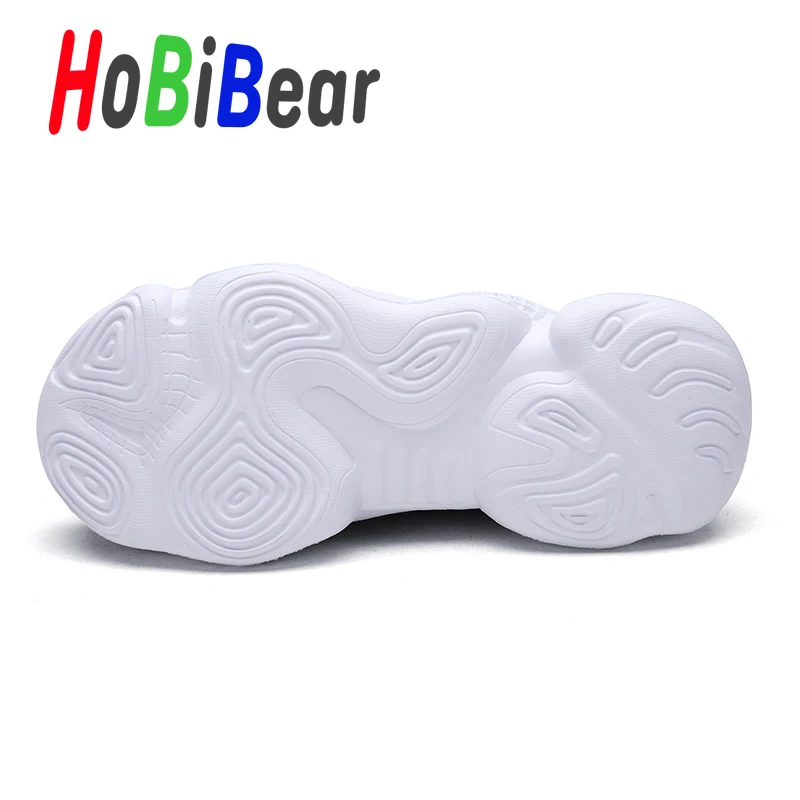 HOBIBEAR/брендовые Детские кроссовки; Новые повседневные кроссовки для девочек; однотонные детские носки; мягкая дышащая Спортивная обувь для мальчиков
