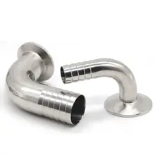 '2021Sanitary Hose Barb Pipe Fitting 1.5/2'' Tri Clamp 50.5-64mm Ferrule 90 Degree Elbow12.7/16/19/25/32/38/51mm OD'