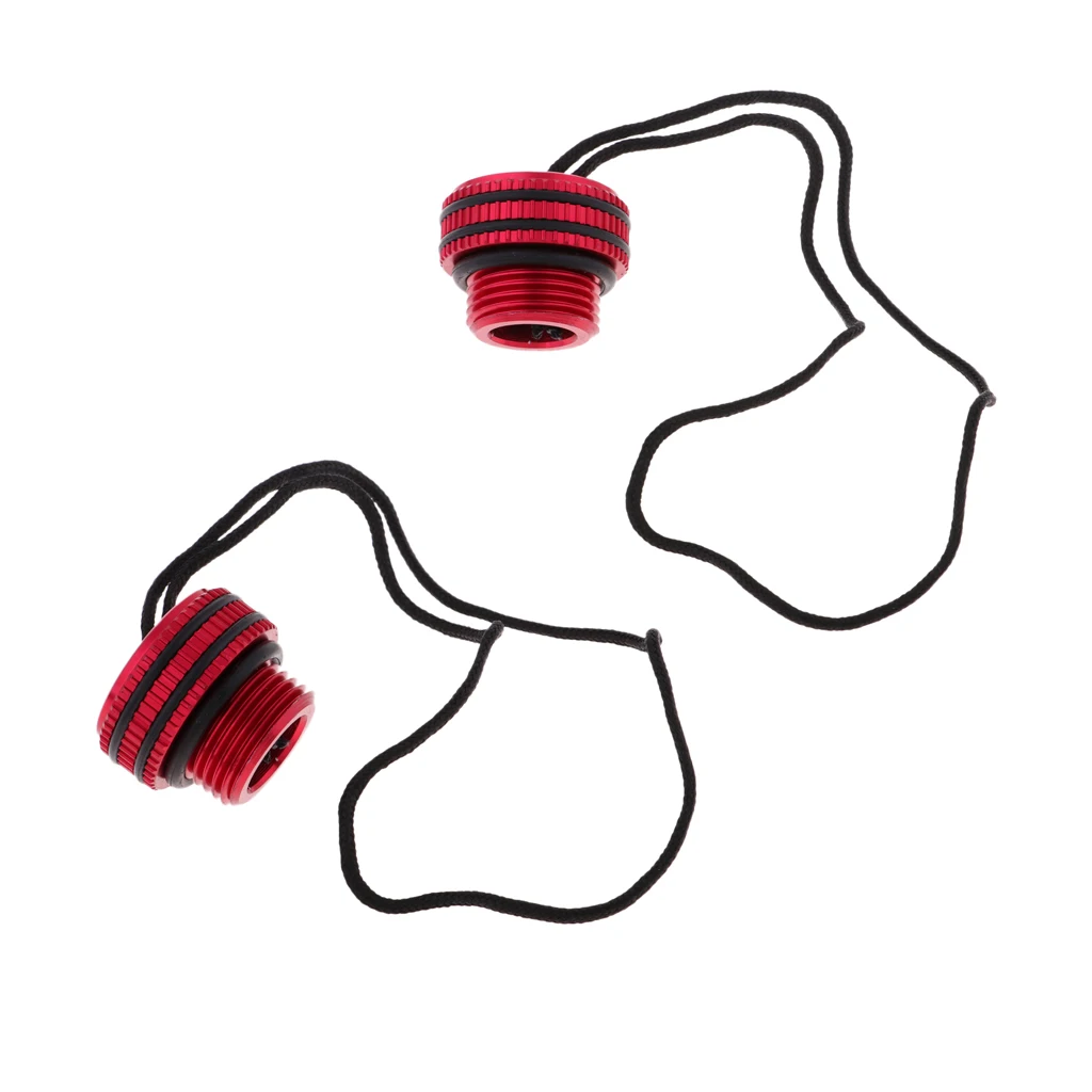 Bulk 2 Durability Scuba Dive Din Tank Valve Threaded  Cover / Dustproof Plug Replacement with Retainer Cord & Sealed O-ring