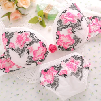 

European sexy deep V ladies underwear set delicate embroidery flower bra 271 272