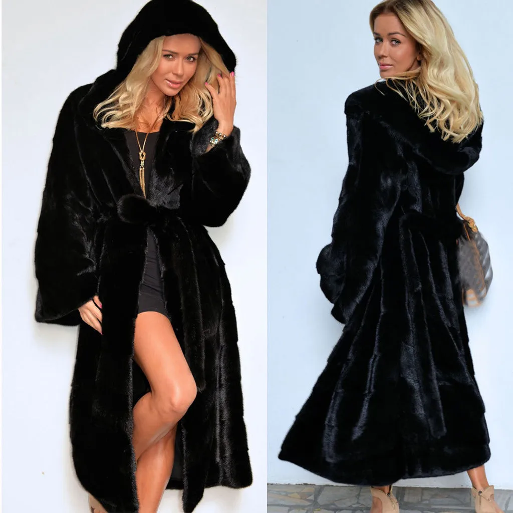 Короткое пальто из искусственного меха, теплая длинная куртка из искусственного меха с длинным рукавом, однотонное женское теплое плотное пальто большого размера, свободная зимняя верхняя одежда