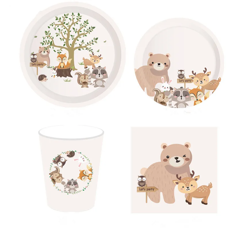 44 шт./компл. джунгли забавные животные тема одноразовая посуда детская День