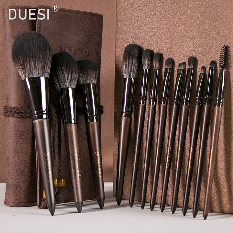 DUESI 12 шт./компл. деревянных кисти для макияжа набор щеточки ресниц основа лица