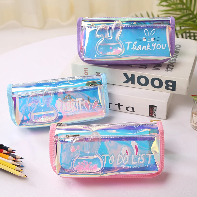 

Iridescent Laser Pencil Case Quality PU School Supplies Bts Stationery Gift Pencilcase School Cute Pencil Box Bts School Tools