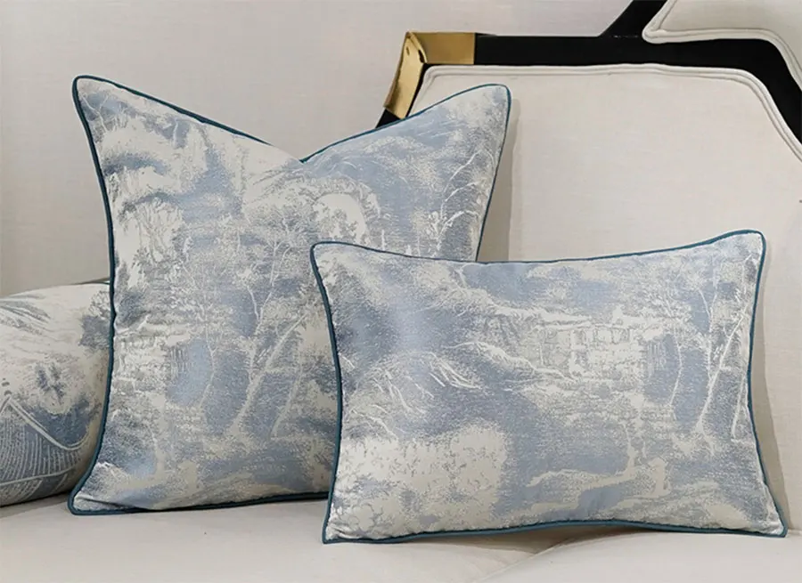 Винтажная элегантная голубая подушка для пейзажа/Чехол almofadas, Современная дизайнерская Подушка для спины 45 50 60, декоративный чехол для подушки
