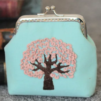 

Women Handmade Needlework Flower Tree DIY Embroidery Purse Set Sewing Cross Stitch Materials Chinese Style Coin Wallet Small