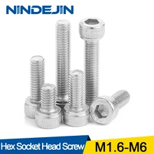 NINDEJIN Hexagon Hex Socket Head Cap Screw M1.6 M2 M2.5 M3 M4 M5 M6 Stainless Steel Allen Bolt DIN912 Hex Screw with Key цена NINDEJIN Hexagon Hex Socket Head Cap Screw M1.6 M2 M2.5 M3 M4 M5 M6 Stainless Steel Allen Bolt DIN912 Hex Screw with Key цены онлайн