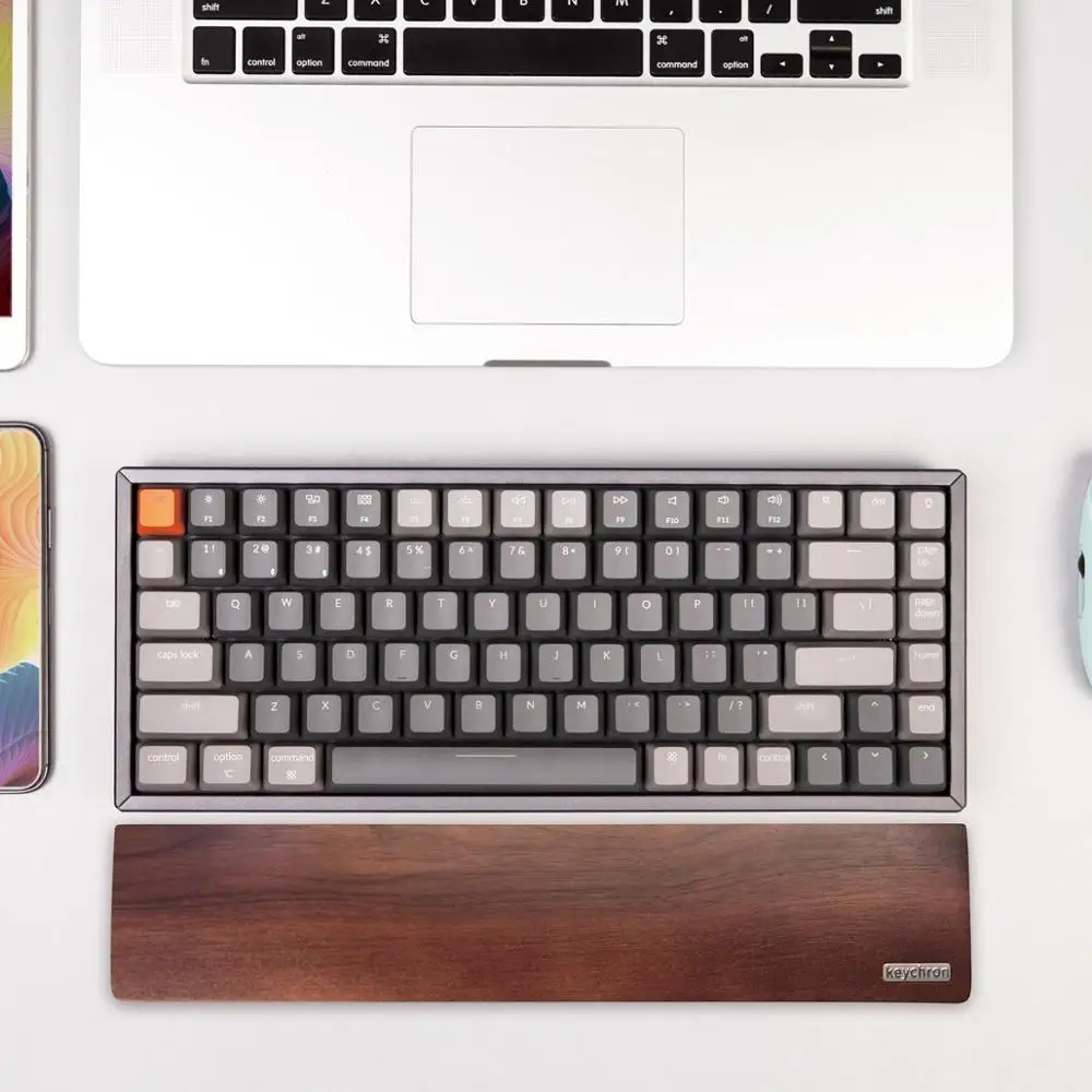 Descanso de Madeira da Palma para o Teclado Mecânico de Bluetooth Keychron k2 - k6 - Imagem 3