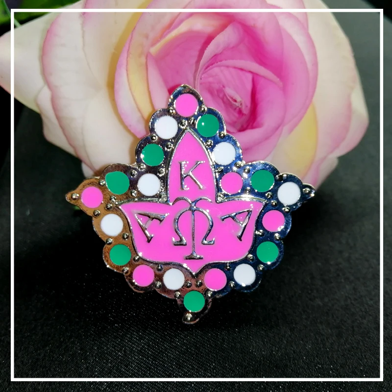 

Pink Enamel Greek Letters AKA Sorority Brooch Alpha Ka Alpha Pin Brooch Jewelry For Womenhood Gift