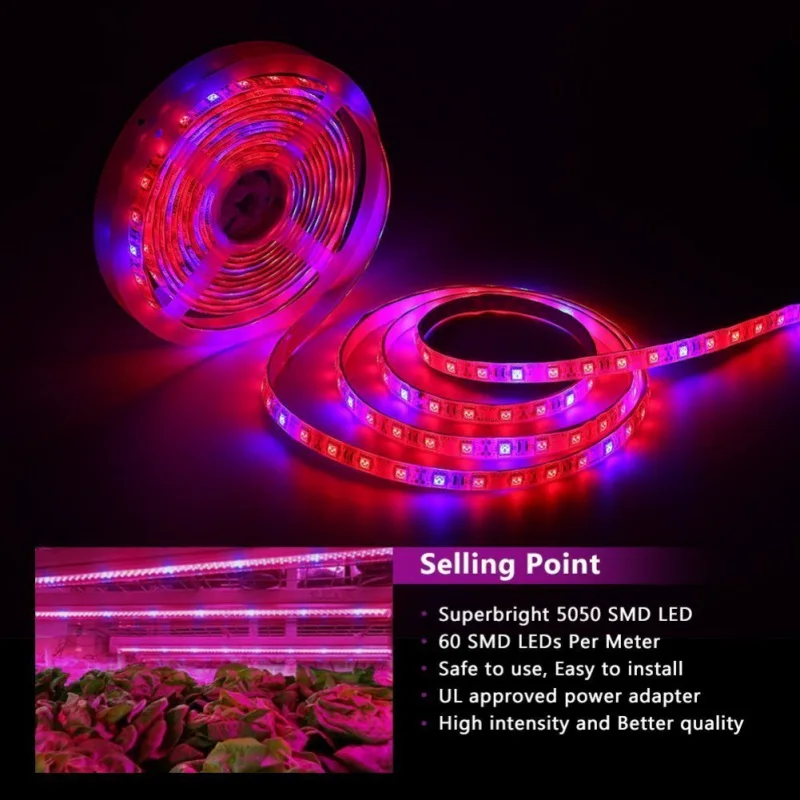 

LED Plant Grow Lamp Strip USB Powered Full Spectrum SMD 5050 Red Blue 4:1 Rope Light For Greenhouse Hydroponics Plant Flower