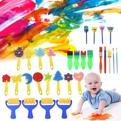 29 шт./компл. моющиеся губка набор кистей для рисования для детей малышей раннего обучения игрушки товары для рукоделия подарки LX9A
