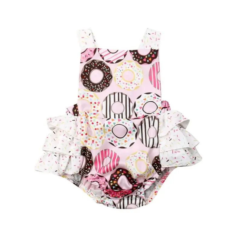 

Pudcoco 2019 Summer Baby Newborn Sweets Girl Infant Jumpsuit Bodysuit Donut Clothes Outfits Casual Set