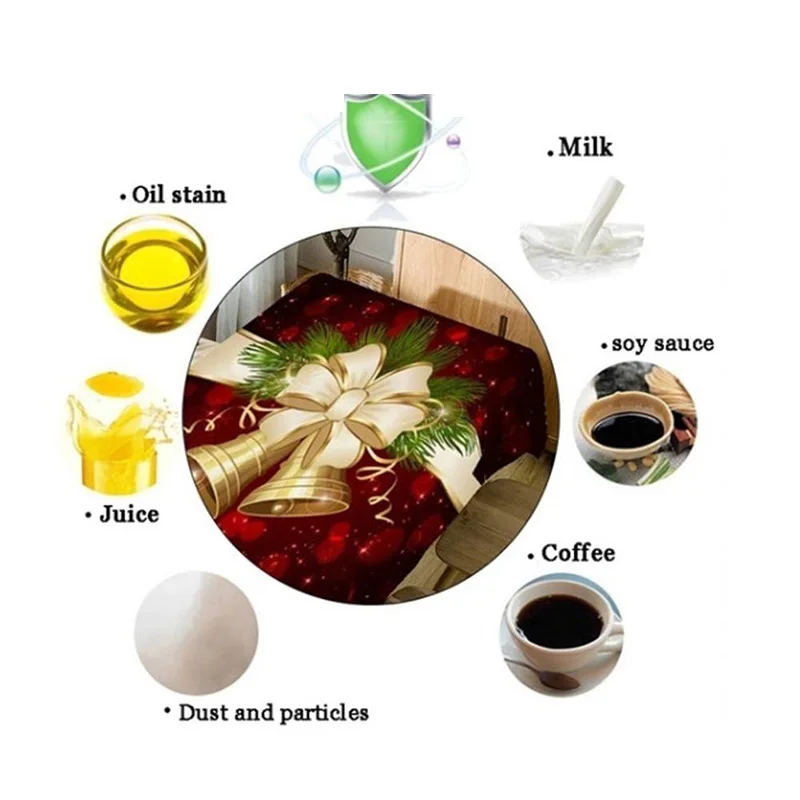 Christmas Tablecloths Picnic Dustproof Table Cover Tea Machine Cloth Bedside Cabinet Mat with Bell 3D Printed Pattern
