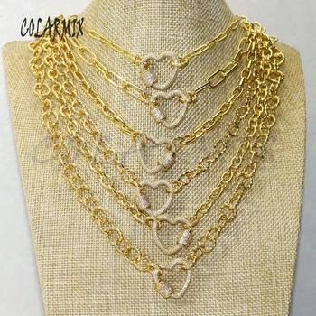 

3Pieces zircon heart clasp Gold clasp Clasp buckle pendant necklace Gold Color jewelry Chain necklace Handmade jewerly 50580