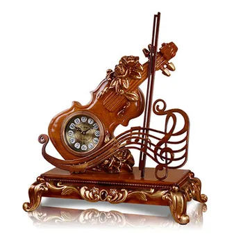 

Europ Personality Violin Clock Bedroom Sitting Clock Bedside Pendulum Clock Living Room Decor Countertop Music Clock Table M3682
