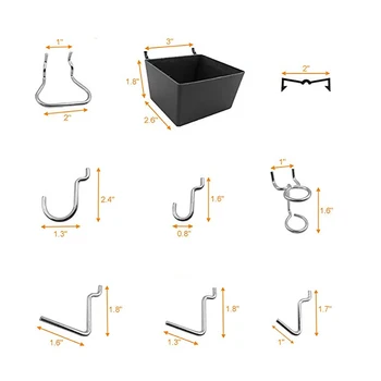 

80PCS Stainless Steel Pegs Board Pegboard Hooks Garage Work Shop Storage Display Organization Steel Hanging Tool Storage Hooks